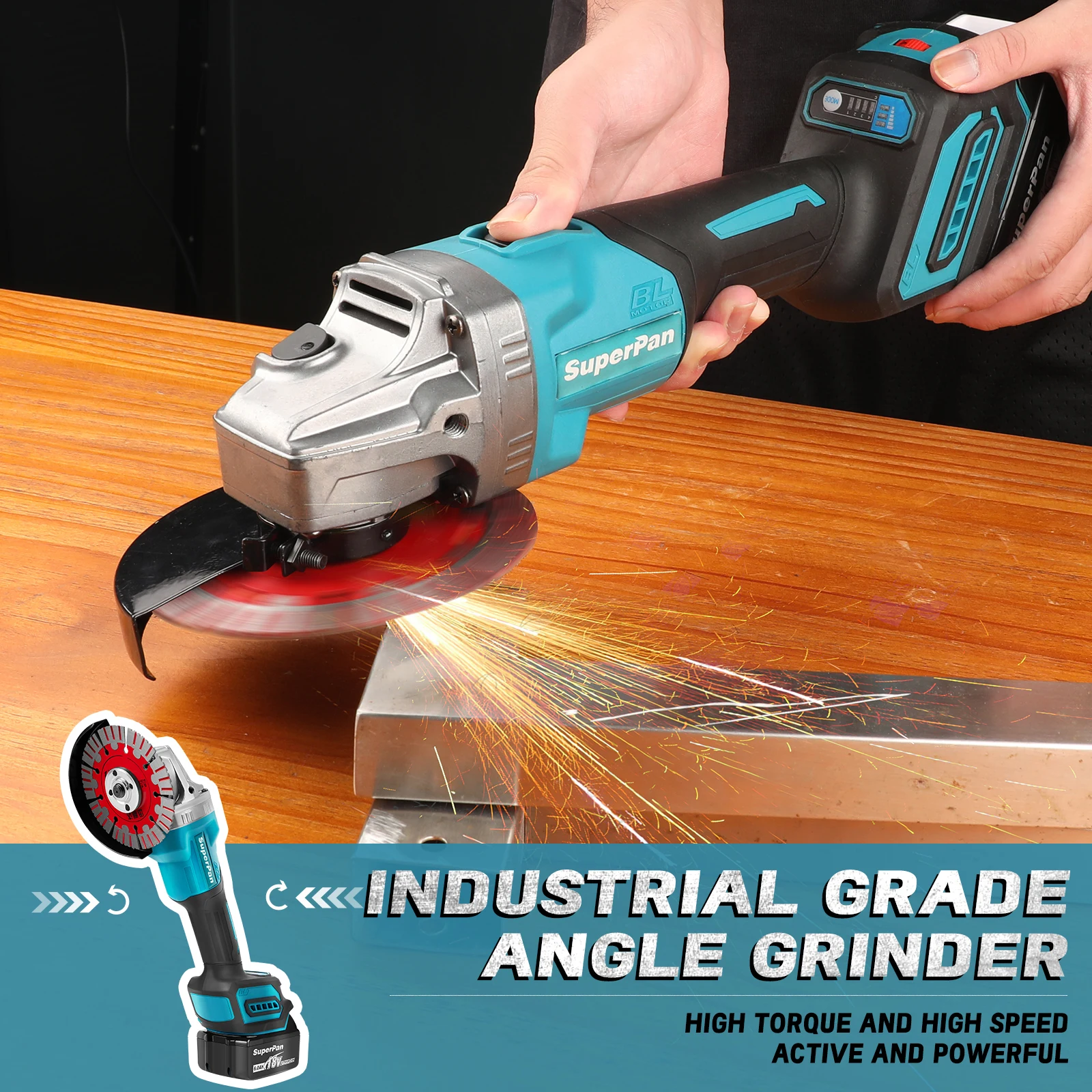 SUPERPAN 035 18V High-Power Brushless Angle Grinder – Lithium Electric Tool for Efficient Grinding & Cutting
