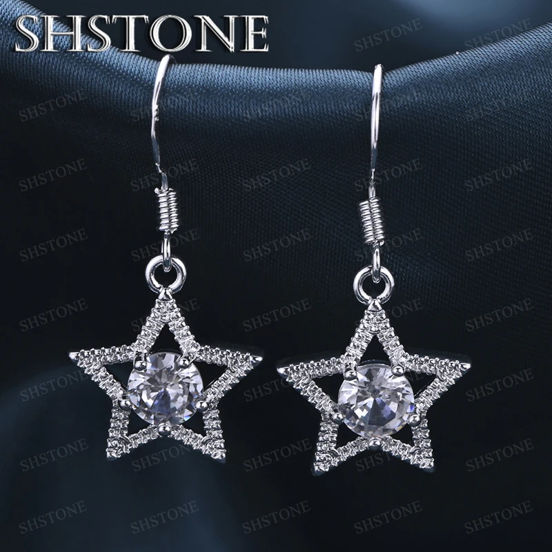 

Exquisite Gorgeous Zircon 925 Sterling Silver Cute Star Drop Earrings For Lady Beautiful Jewelry Anniversary Party Accessories