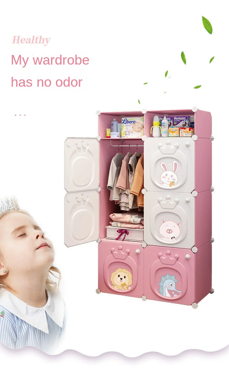 Simplicity Multilayer Children Folding Storage Cabinet Locker Bedroom Household Furniture For Collapsible Dustproof Wardrobe