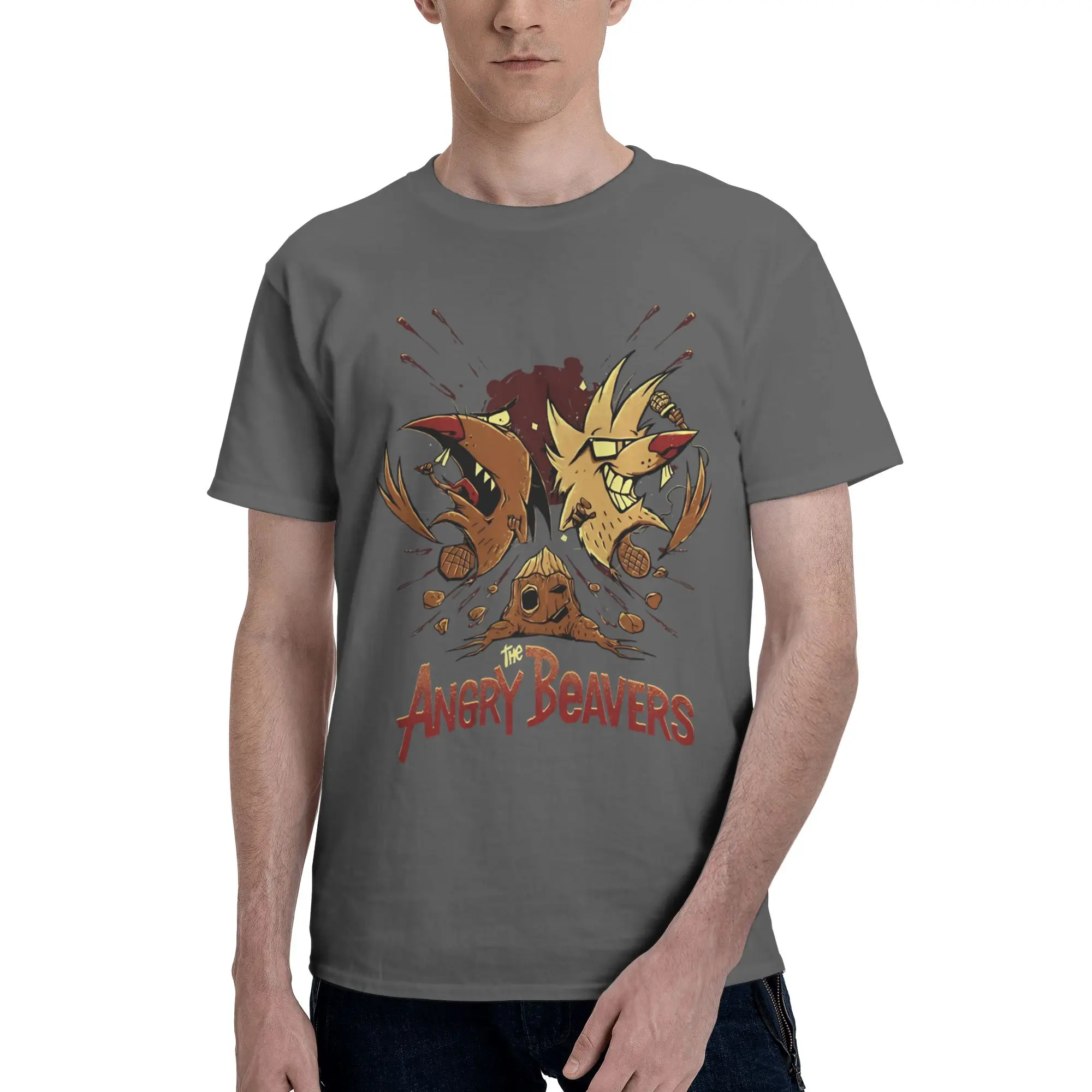 Graphic Printing Angry Beavers Daggett & Norbert Feverish  T Shirt for Men Women  Cotton Tee Shirt Short Sleeve Clothing
