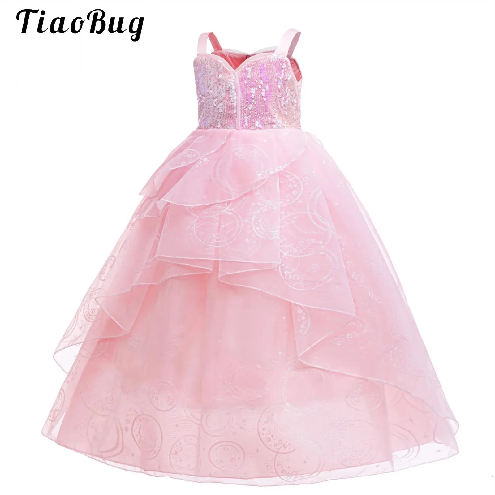 

Sleeveless Flower Girls Dress Sequin Lace Embroidery Little/Big Girls Wedding Bridesmaid Ballgown Birthday Party Pageant Dresses