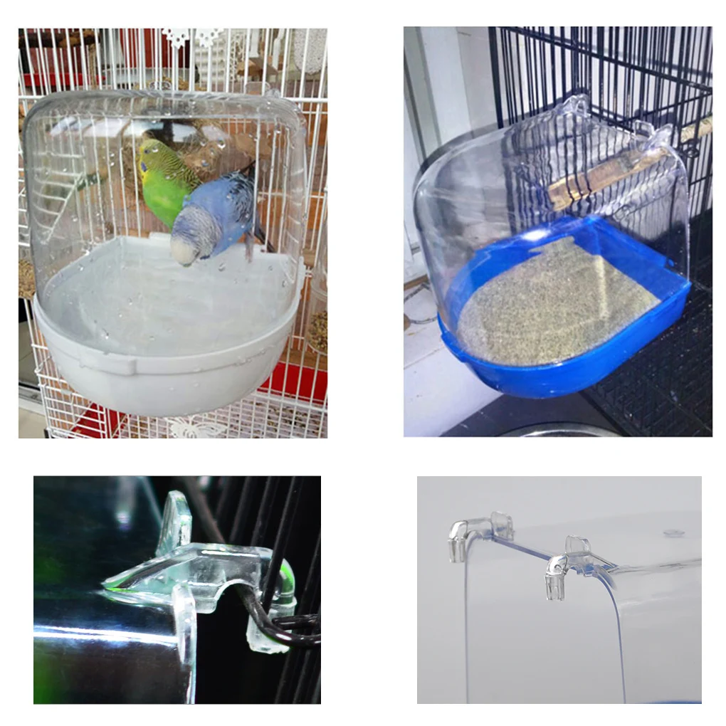 Birds Bathtub Shower Box Parrot Cleaning Bathing Hanging Tub Cage Accessories Pet Wash Supplies