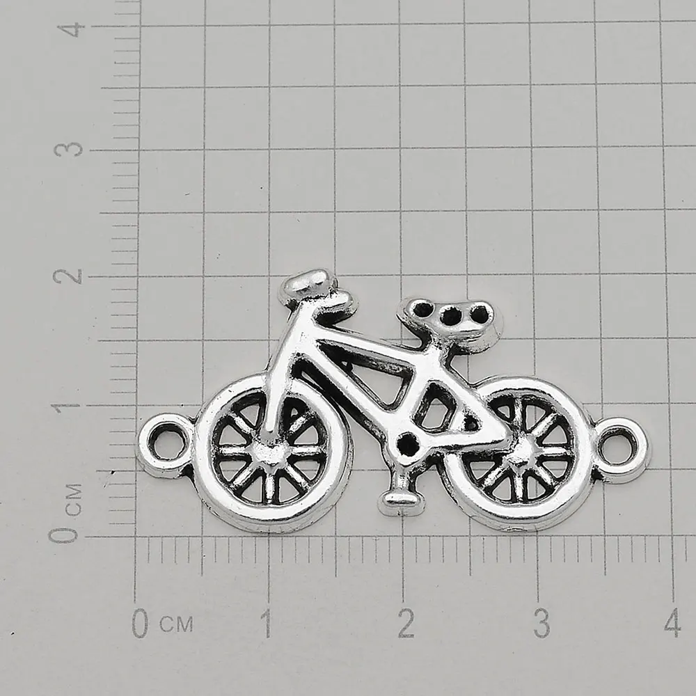 Antique Silver Plated Bicycle Bike Heart Charms Travel Connector Pendants For Diy Jewelry Making Materials Supplies Accessories