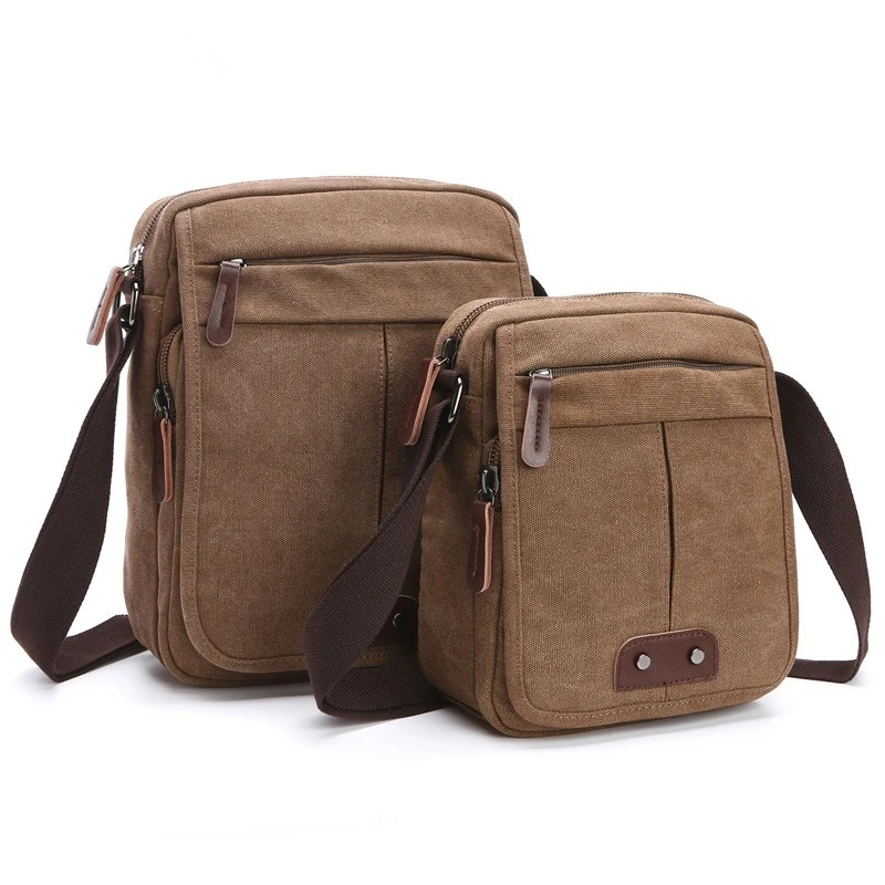 

Nesitu Highend Vintage Casual Black Coffee Khaki Blue Green Durable Canvas Women Men Shoulder Messenger Bag M8841