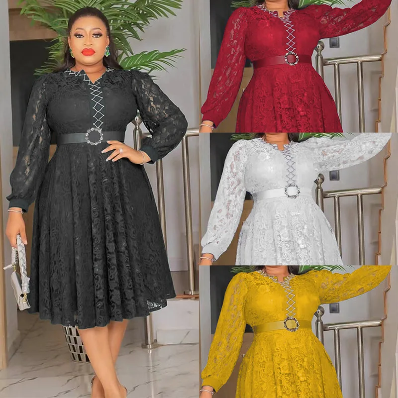 African Dresses for Women Africa Clothing Plus Size Elegant Turkey Wedding Party Long Dress Dashiki Ankara Lace Outfits Robe