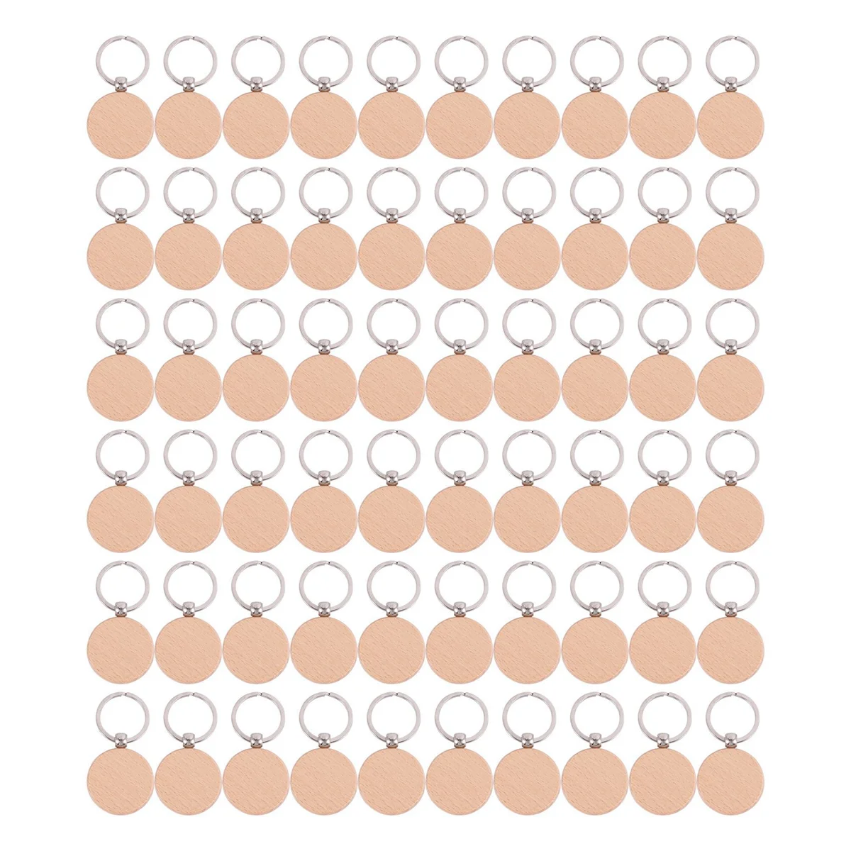 

Hot sale 60Pcs Blank Round Wooden Key Chain Diy Wood Keychains Key Tags Can Engrave Diy Gifts