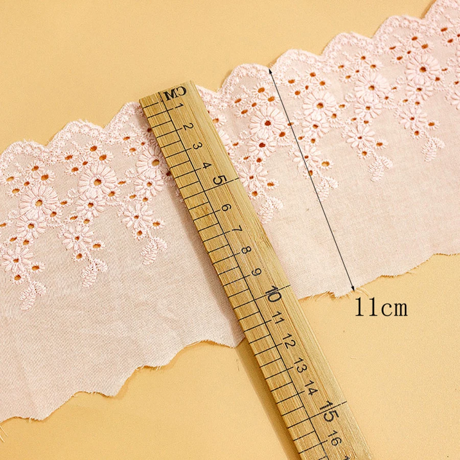 1Yard 100% Cotton Embroidery Lace Fabric Sewing Guipure Trim Warp DIY Garment Accessories Repair 11CM Wide