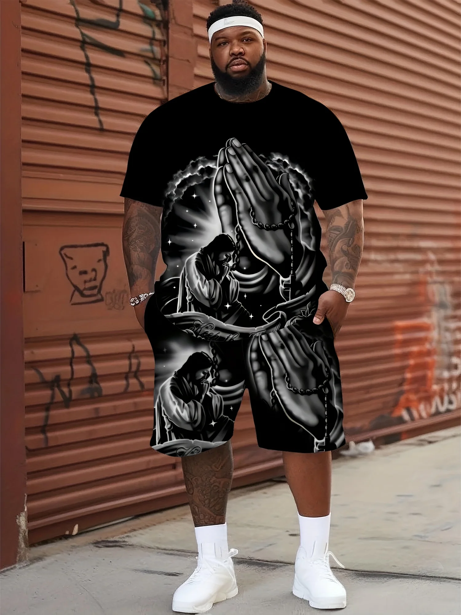 

Christianity Pray T-Shirts Fashion 3D Jesus Print Tshirt for Men Clothing Casual O-neck Oversized Short Sleeve Male Tops Vintage