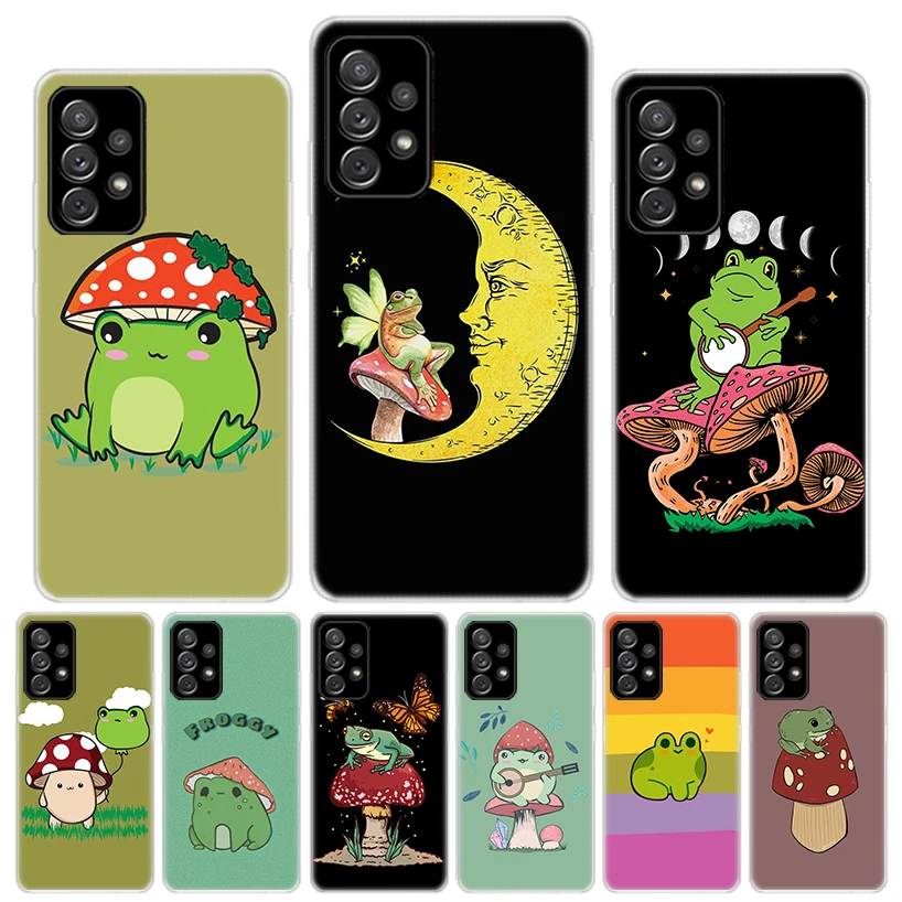 Cottagecore Frog Mushroom Kawaii Silicon Call Phone Case For Samsung Galaxy A51 A50 A71 A70 A41 A40 A31 A30 A21S A20E A10 A6 A7