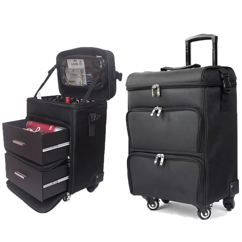 CanvasTravel Large Capacity Professional Makeup Suitcase Beauty Artist Manicure Trolley Luggage woman rolling luggage case