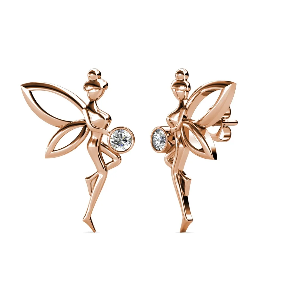 Daisini Women's Fairy-Shaped Stud Earrings with Swarovski Crystals Enchanting Figure Sparkling Fashion Ear Jewelry Gift for Her