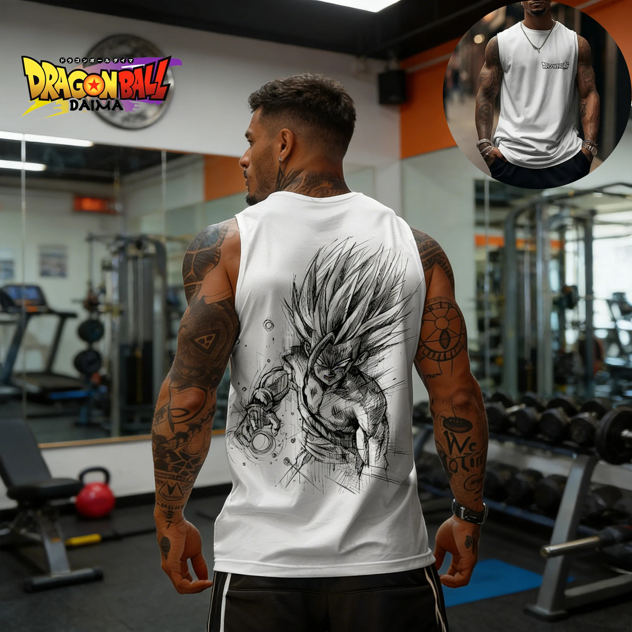

Hand-painted Super Sai Wukong Summer Sleeveless Fitness Vest for Men and Women To Wear Street Fitness Versatile Sleeveless Top