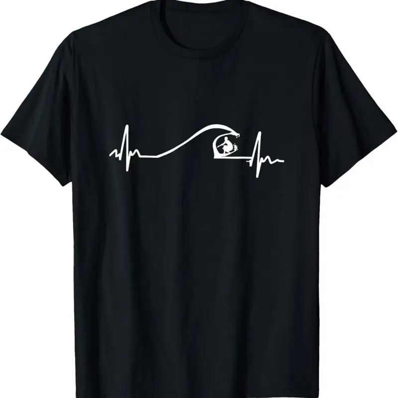 Surfer Surfing Wave Heartbeat T Shirt