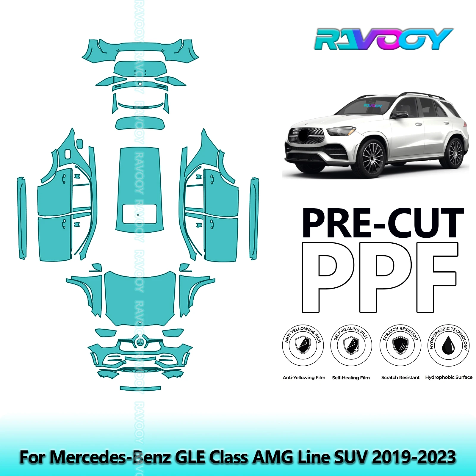 

Full Vehicle Clear Bra Precut PPF Paint Protection Film For Mercedes-Benz GLE Class AMG Line SUV 2019-2023