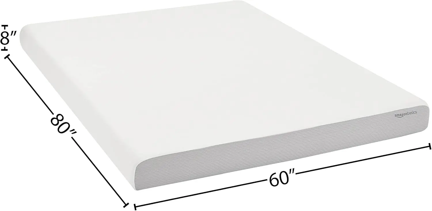 Basics Memory Foam Mattress, Medium Firm, 8 Inch, Queen, White/Grey