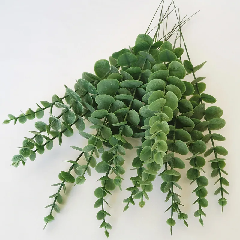 38/42cm künstliche Eukalyptus pflanzen gefälschtes Geld blatt Plastik Eukalyptus blume tropische Baum blätter für Hochzeits garten Wohnkultur