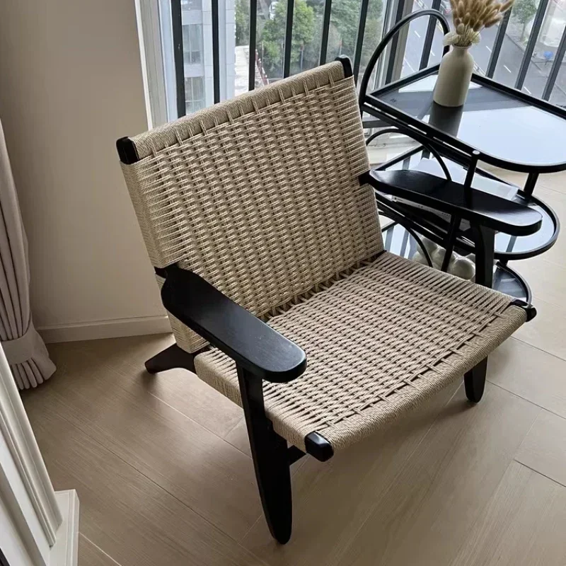 

Wooden Weaving Kitchen Chairs Rattan Office Design Leather Armchair Desk High Aesthetic Floor Sillas Nordicas Home Furniture