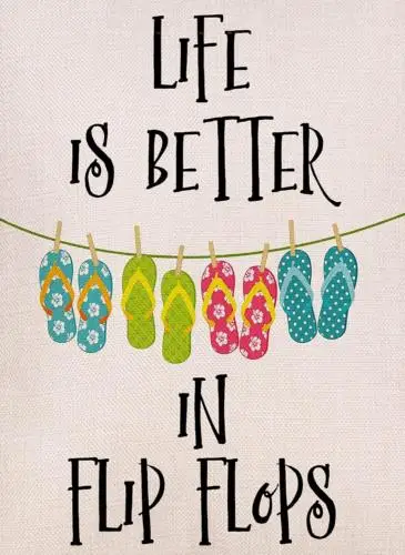 Summer Life Is Better in Flip Flops Garden Flag 12.5 X 18 Inch Vertical Double S