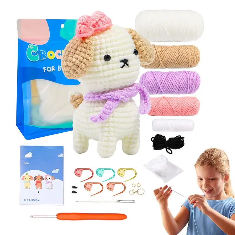 

Crochet Kit For Beginners DIY Animal Puppy-Themed Crocheting Set Crochet Starter Kit Beginner-Friendly Learn With Instructions