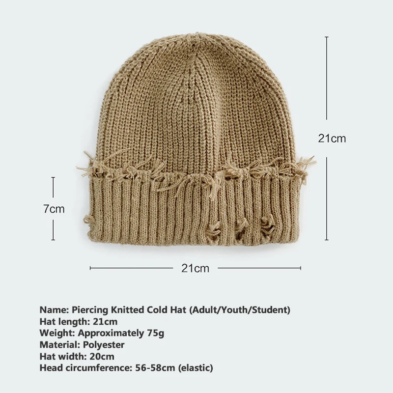1 buah topi rajutan musim gugur dan musim dingin, topi elastis modis dengan lubang, cocok untuk dewasa dan pelajar remaja