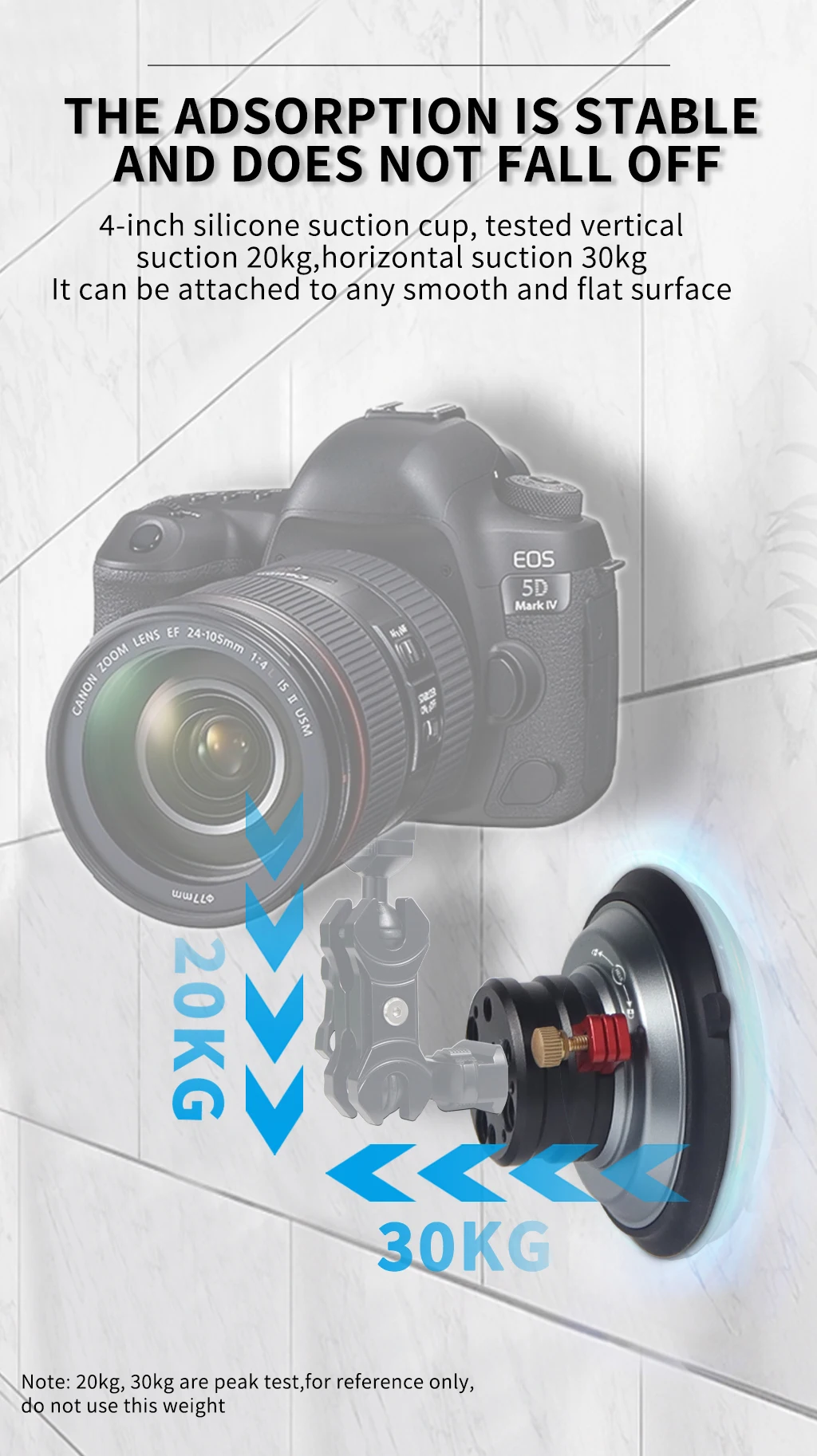 Neue 4-Zoll-Auto-Saugnapf-Montagebasis 1/4 Zoll 3/8 Zoll ARRI Action-Kamera Handpumpe Vakuum-Saugnapf für GoPro Insta360 Heavy-Duty – Detail 2