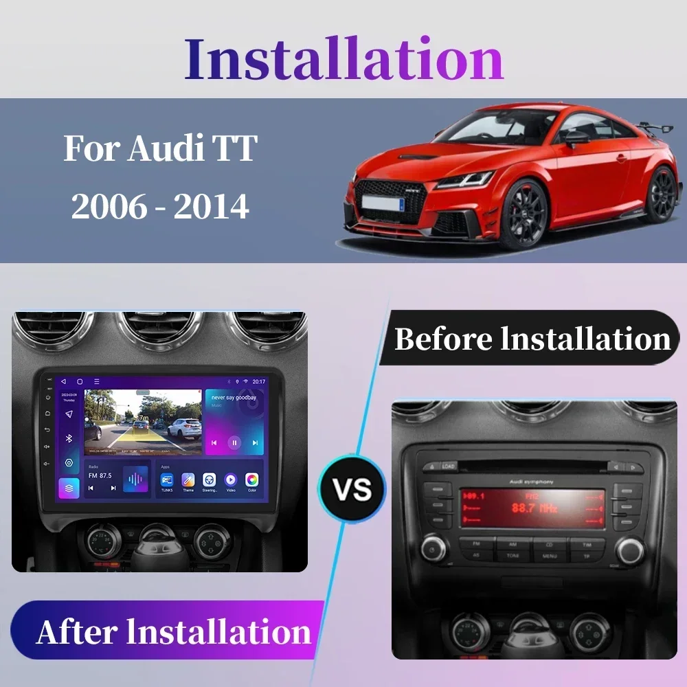 For Audi TT MK2 8J 2006 - 2014 Car Radio Android Multimedia Player Navigation GPS Carplay Screen Auto Stereo Intelligent System