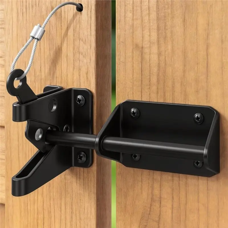 2026 New Heavy Duty Gate-Latch For Wooden Fence With Cable Pull Automatic Self Locking Gravity,For Pool & Dog Door, Shed Garden