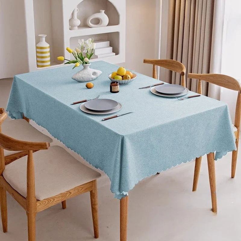 New Wave Edge Tablecloth with Waterproof Oil Resistant and Heat Resistant Features Simple and High End Rectangular Table Cloth