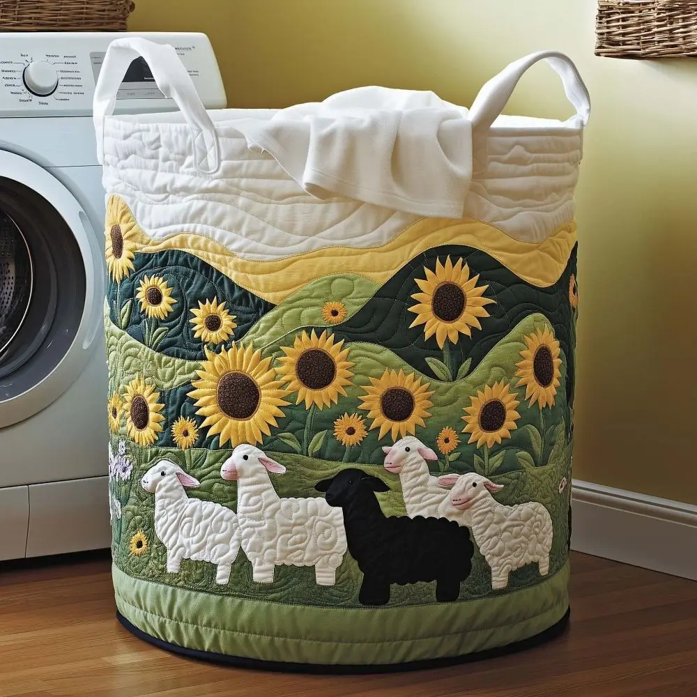 Multi Color Pattern Quilted Laundry Basket Large Capacity Folding Dirty Clothes Storage Basket with Handle Space Saving