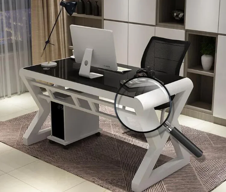 TieHo Tempered Glass Computer Desk Home Office Simple Modern Desk