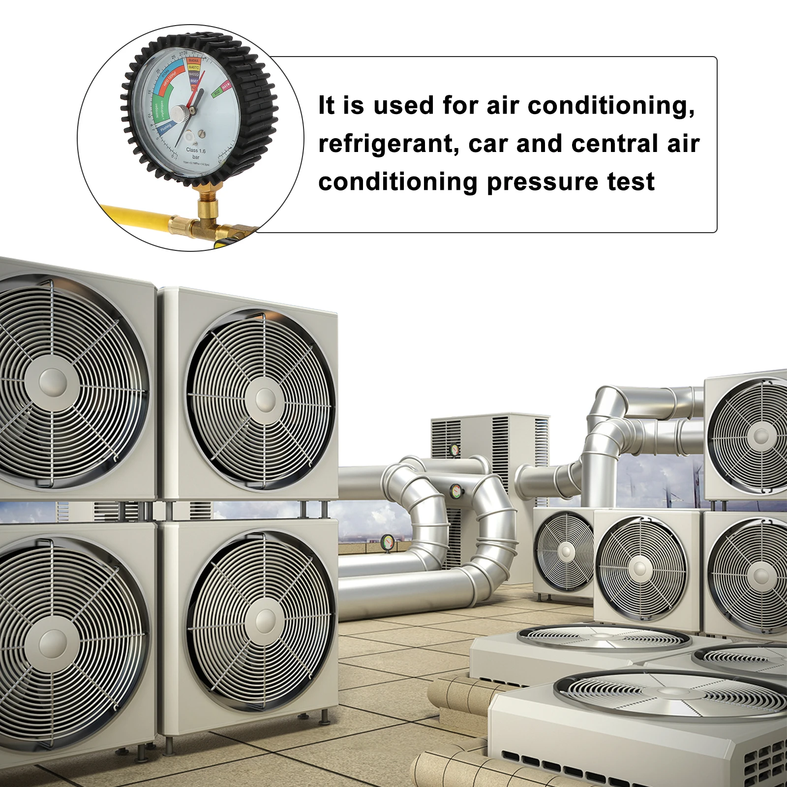 

Durable Air Conditioning Nitrogen Test Gauge Refrigeration System Gas Pressure Tester Large Screen Accurate Measurement