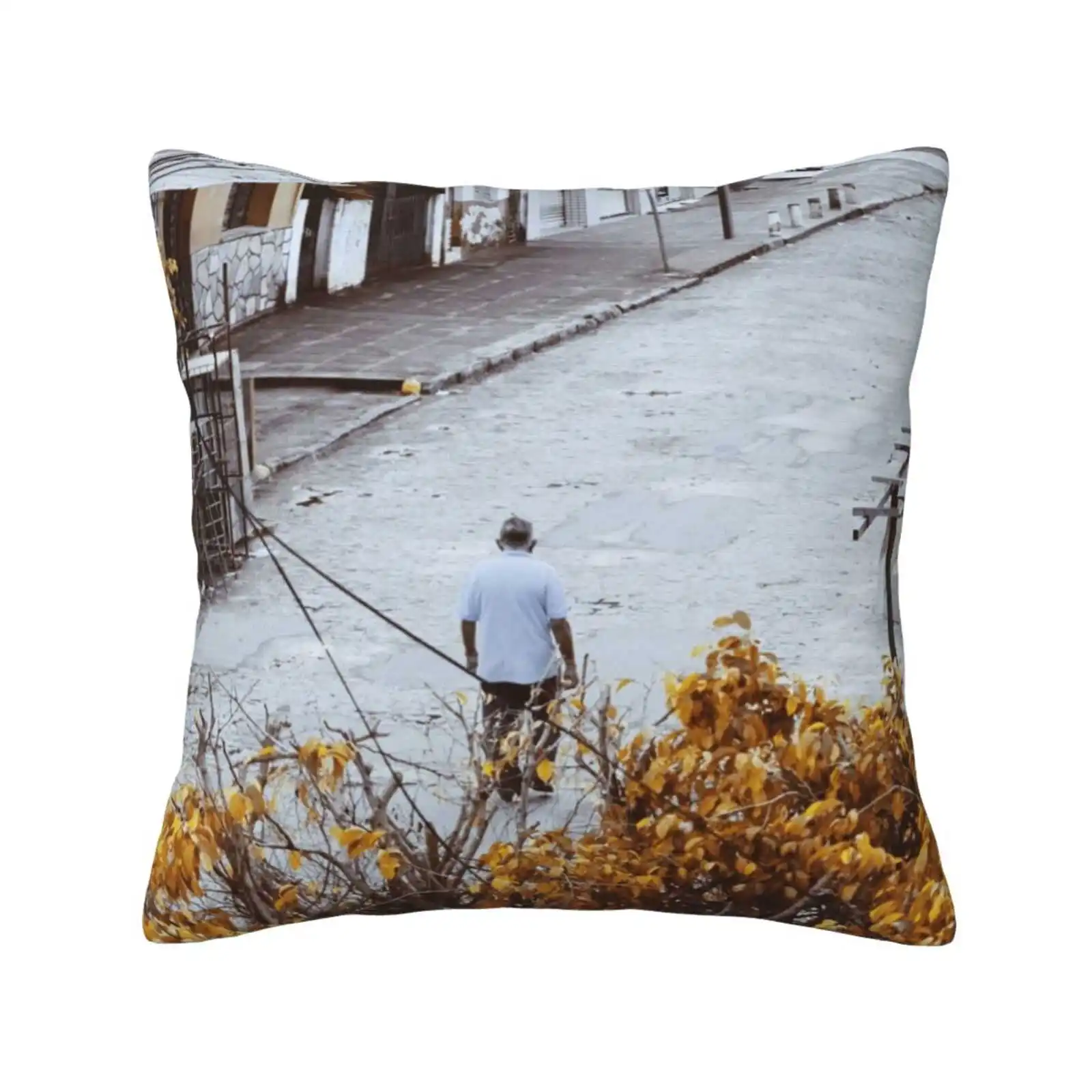 Loneliness. Funny Cute Decor Square Pillowcase Colors Conceptual Old Man Lonely Loneliness Melancholic Melancholy Street Urban