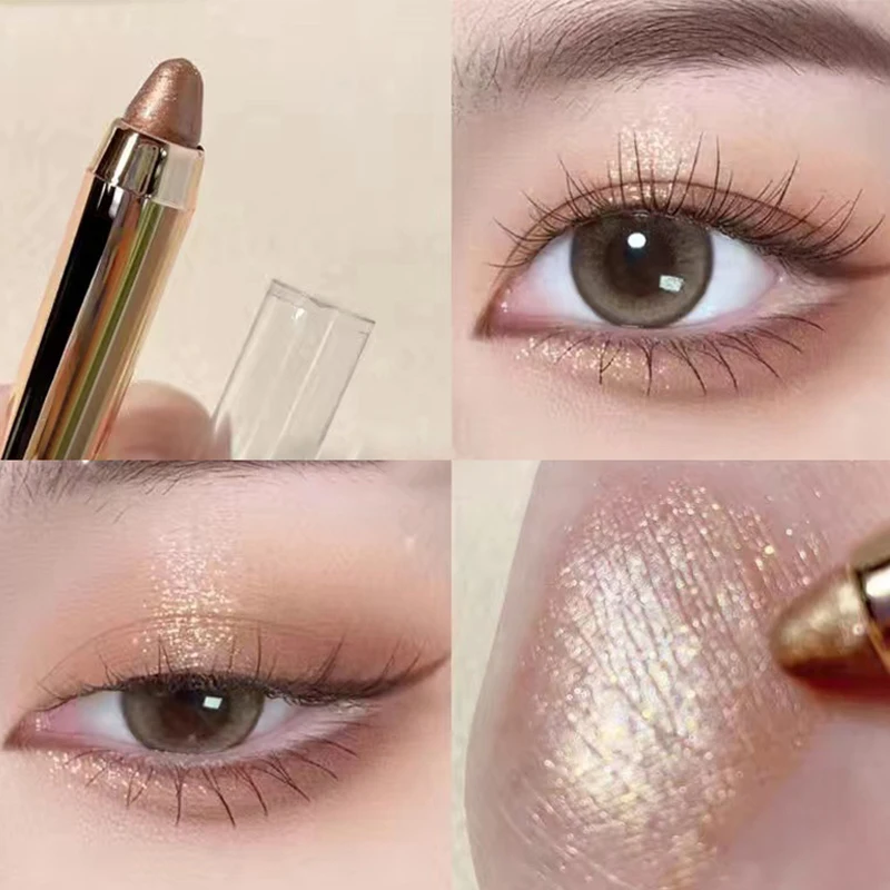 Nieuwe Glitter Markeerstift Oogschaduw Potlood Shimmer Oogschaduw Stick Verhelderende Make-up Roze Zijderups Champagne Gouden Eyeliner