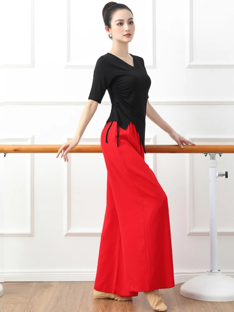 Feminino cordão assimétrico fino ajuste superior e saia de chiffon de cintura alta conjunto de duas peças dança moderna desempenho palco ensaio