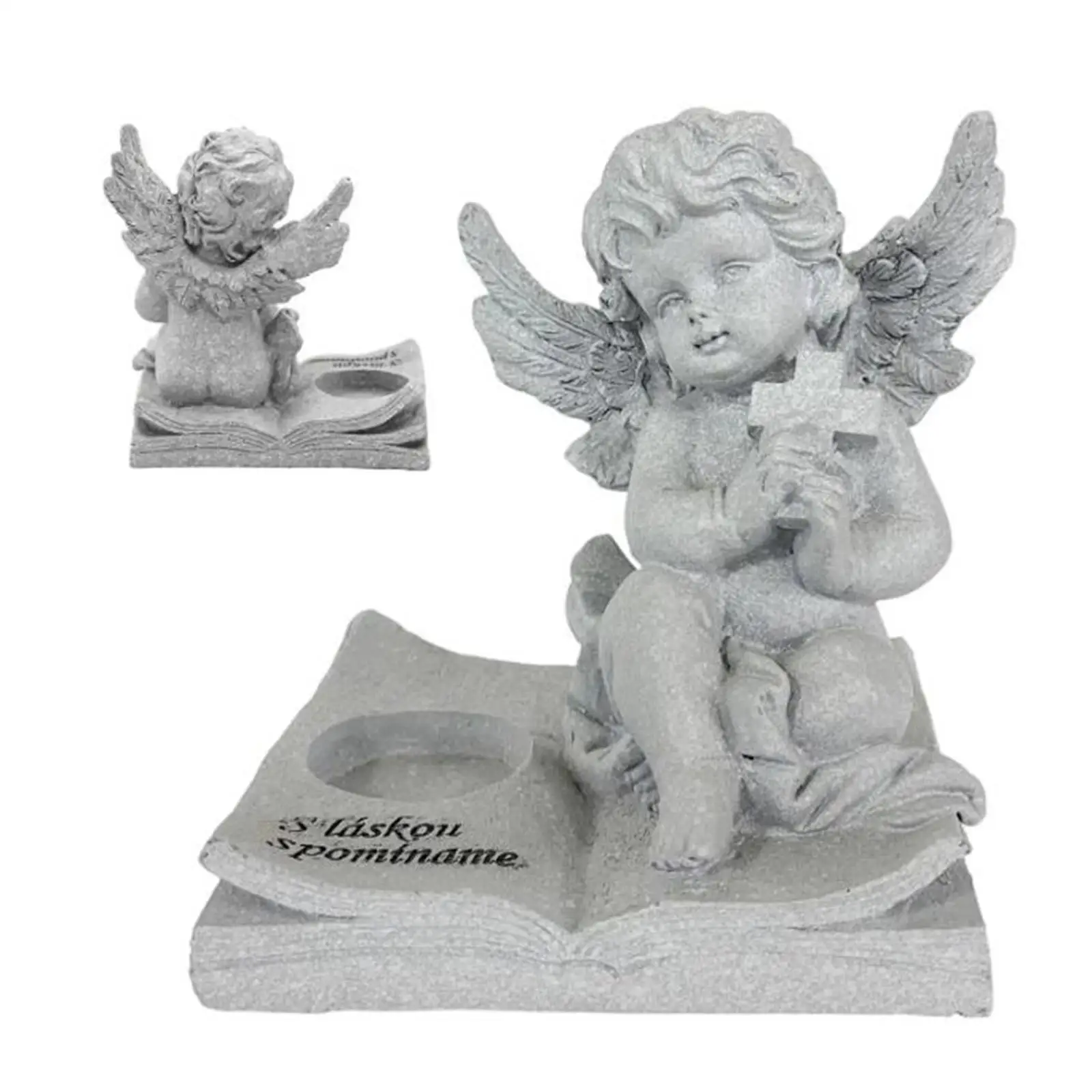 Cherub Tea Light Candle Holder Resin Angel Candlestick Decorative Votive Centerpiece for Festive Holiday Table Decor