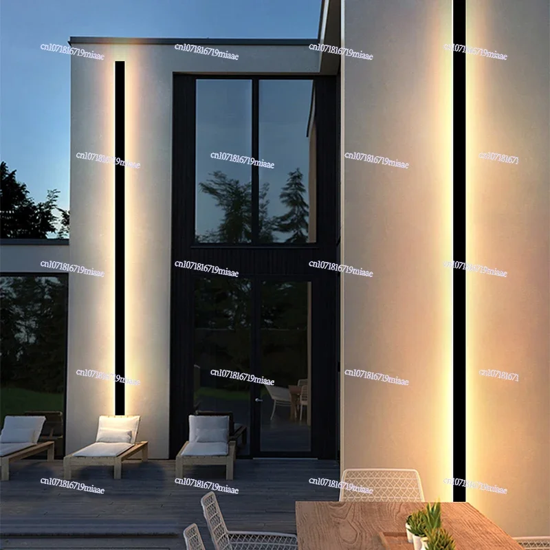 Outdoor waterproof led solar strip wall light villa garden modern simple exterior wall door front