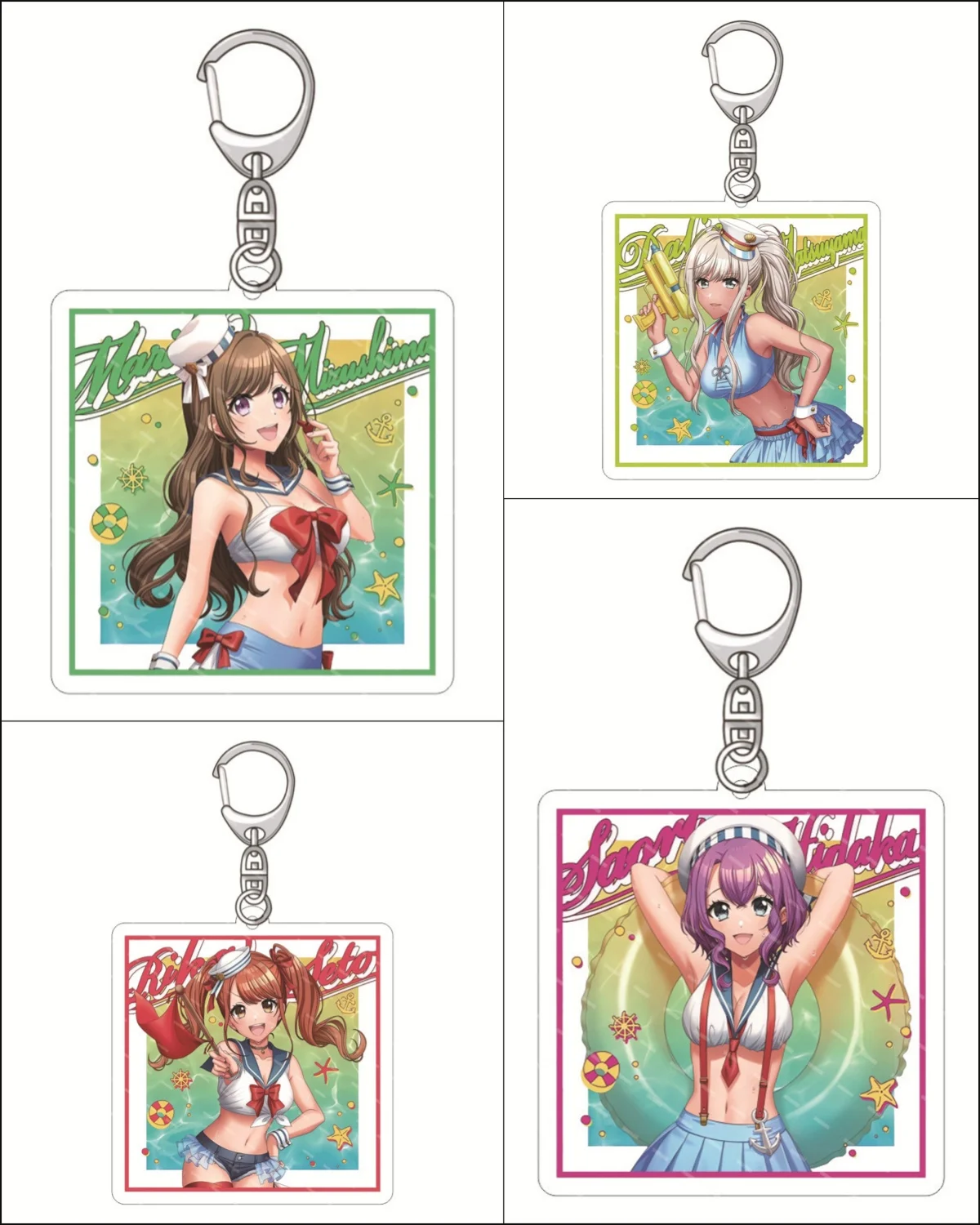 Anime D4DJ Groovy Mix Key Chain for Men Aimoto Rinku Key Ring Acrylic Keyring  KeyChain Women Togetsu Rei Pendant Girl Cos Gift