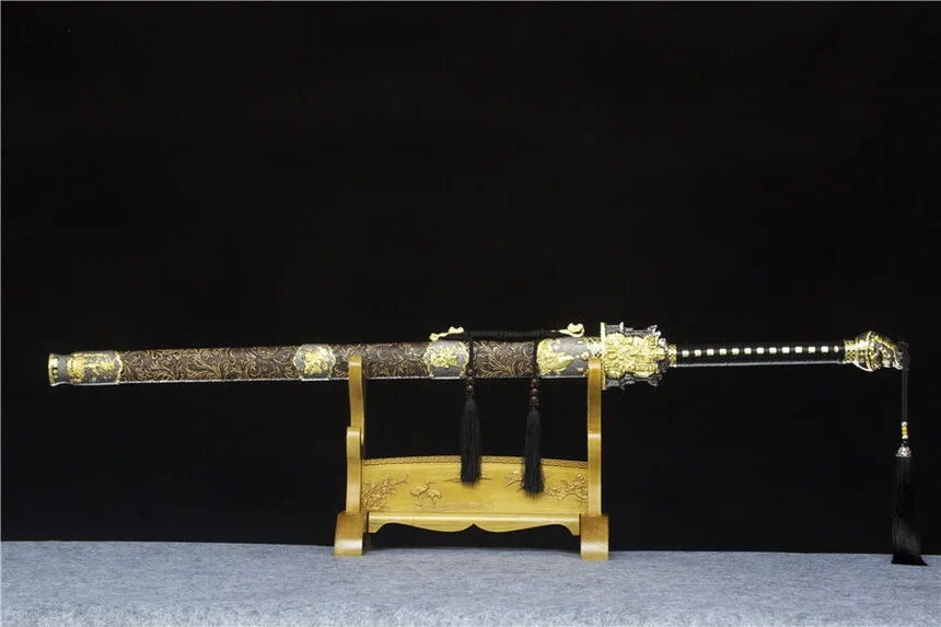 123 سنتيمتر إله الثروة السيف اللامع القرون الوسطى كاتانا معركة إعداد كامل تانغ المنغنيز الصلب حافة قطع النينجا الكونغ فو مارتيا