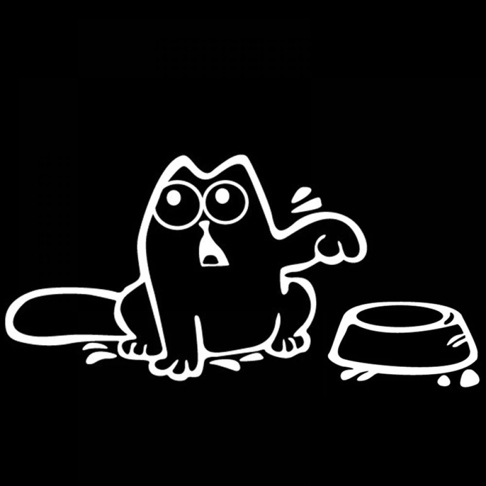 

Jpct funny cat feed me car decal for laptop, trunk, motorcycle, sun protection decorative PVC sticker, 14cm*6cm