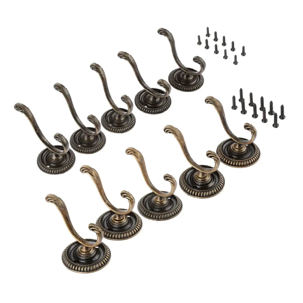 5Pcs Antique Bronze Door Hanger Hooks Bathroom Wall Hanger Hats Bag Keychain Zinc Alloy Hook Coat Wall Hooks with Screws 54/64mm