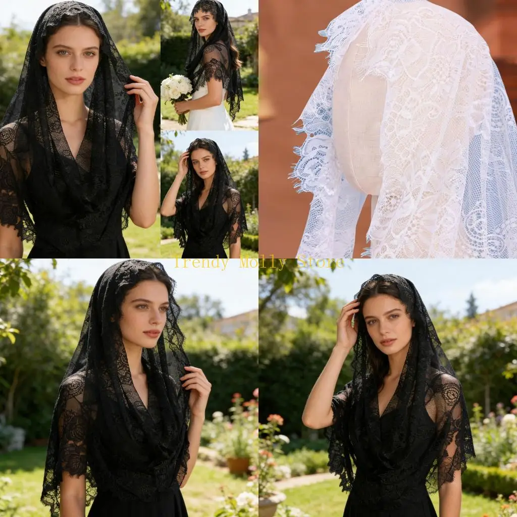 

N5KB Gothic Lace Wedding Headpiece With Lace Lightweight Comfortable Veils For Bride Reception Accessory