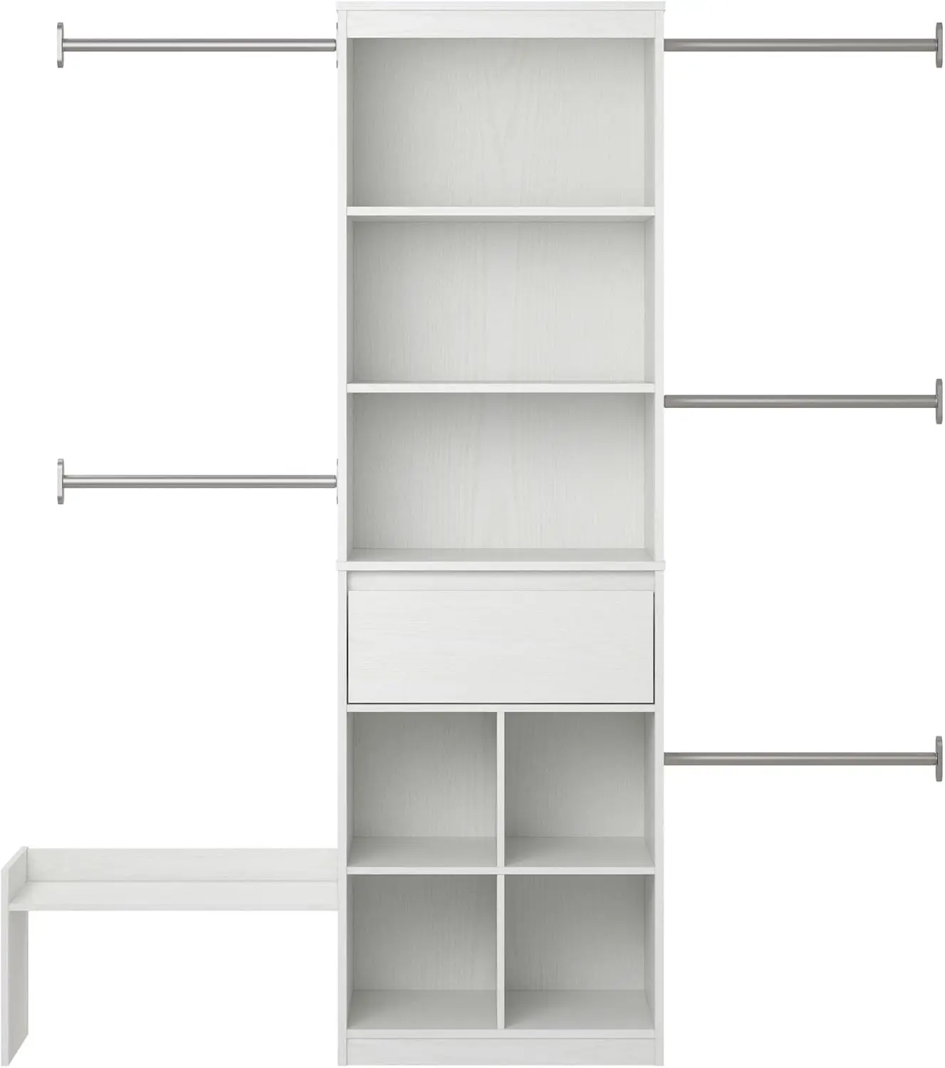 Sistema organizador de armário infantil ajustável Grow with Me, 15,69" P x 95,44" L x 76,62" A, branco