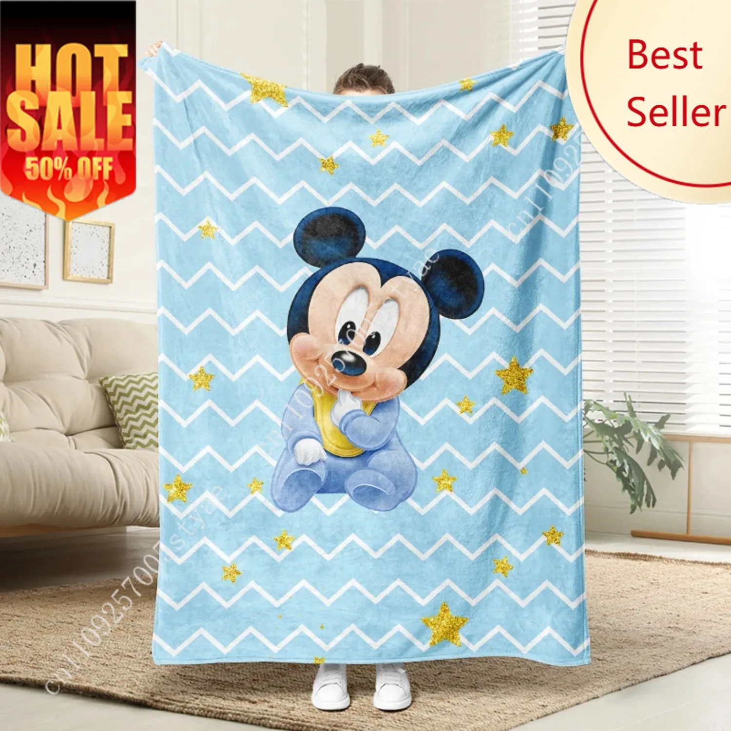 

Mickey Flannel Blanket Fluffy Cozy Throw Adult Nap Blankets Soft Bedding Sofa Blanket for Party Home Decorations