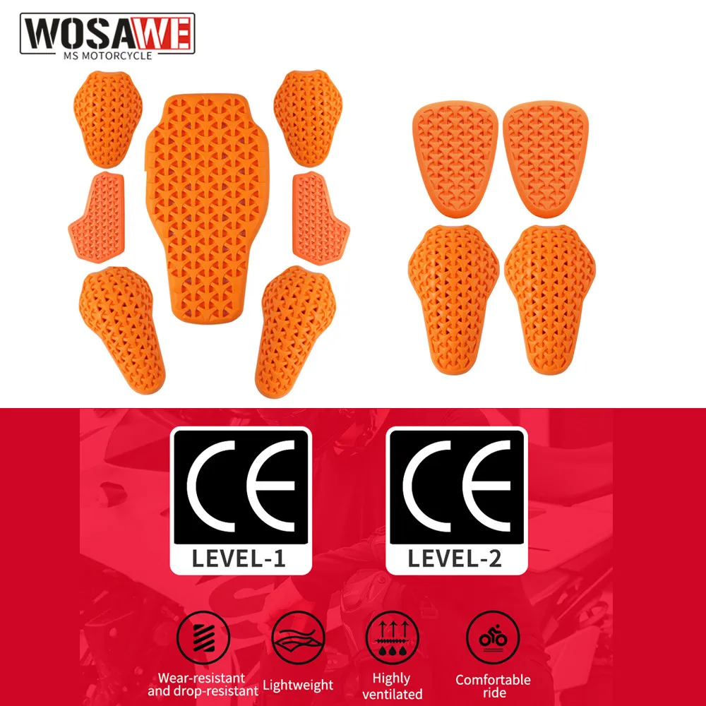 

WOSAWE Motorcycle Knee Protectors Motorcycle Jacket Insert Moto Knee Pads Motocross Protective Gear Moto Back Pads