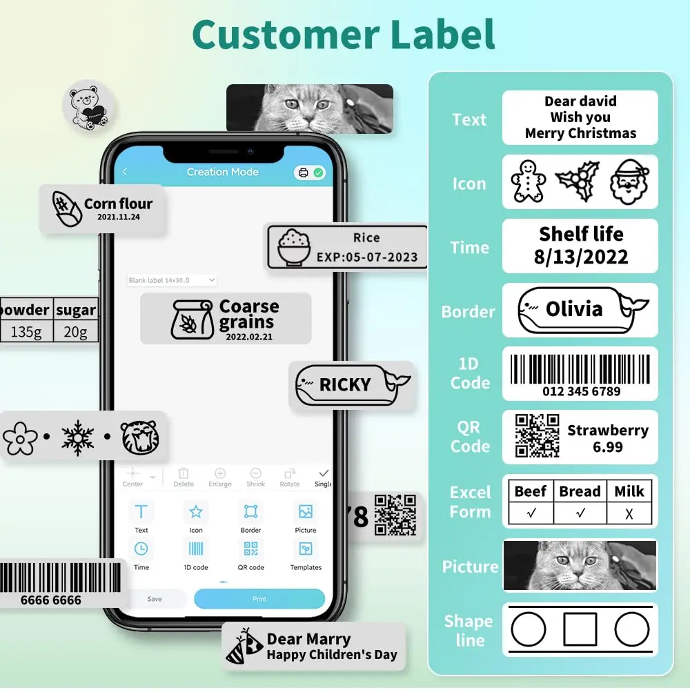 Phomemo Transparent Mini Label Printer Self-adhesive Portable Thermal Waterproof Oil Paper Label Tape for Q30 D30 Label Printer