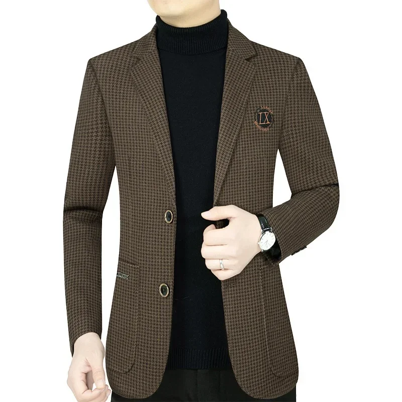 Men Plaid Blazers Jackets New Fashion Male Business Casual Suits Coats High Quality Man Spring Slim Blazers Jackets Coats 4XL