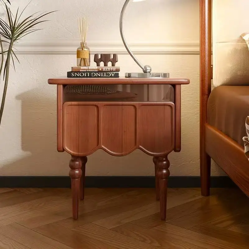 

Solid Wood Bedside Cabinet Bedroom with High Simple Modern Room Vertical Simple Storage Home Multi-function Storage Cabinet
