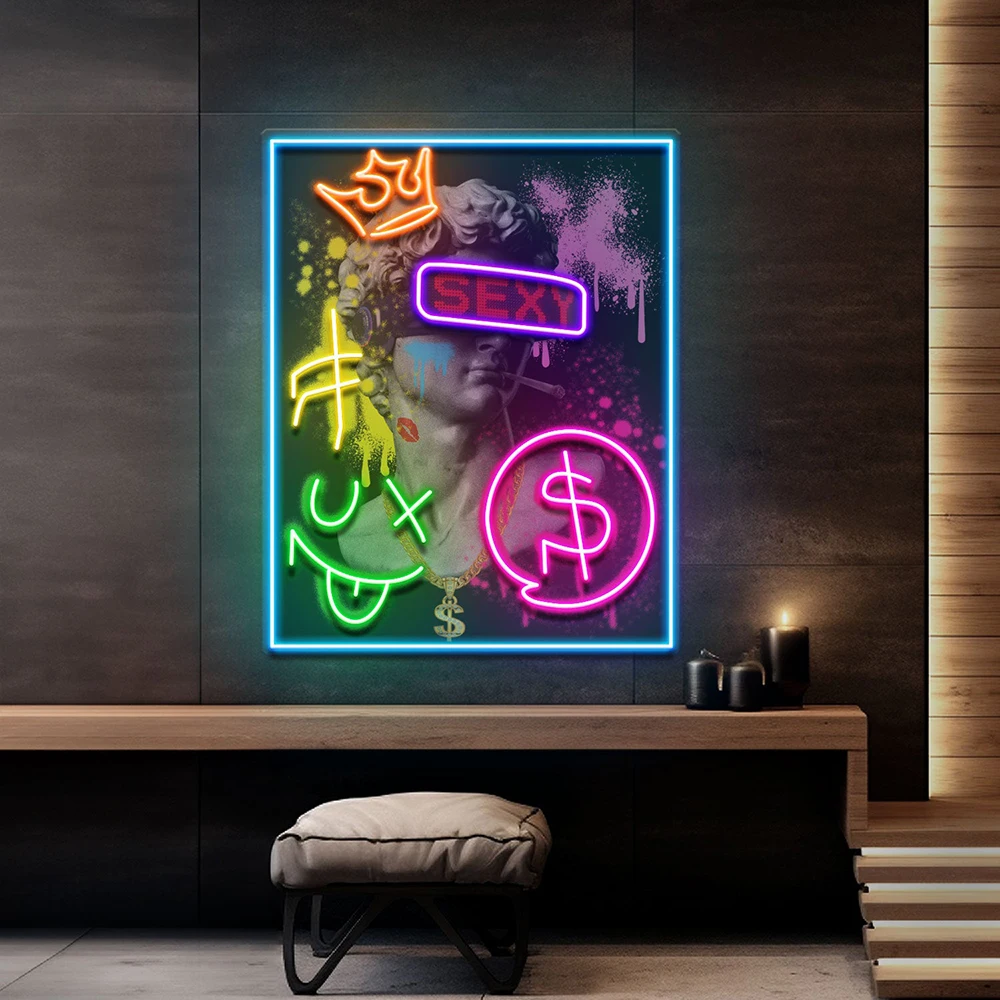 FC Party House Collammar Art LED Neon Sign Light, Pop Art, Salon, Chambre à coucher, Décoration murale, Esthétique, Personnalisé