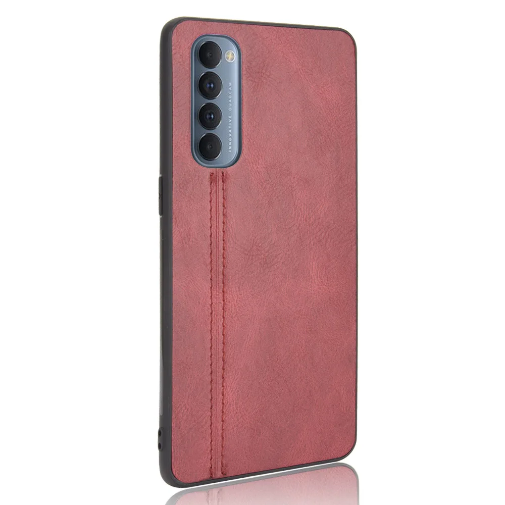 Oppo Reno4 Pro 4G Case Reno 4 PRO CPH2109 Suture Calfskin Soft Edge PU Leather Hard Phone Cover For Oppo Reno 4 Pro 4G Back Case