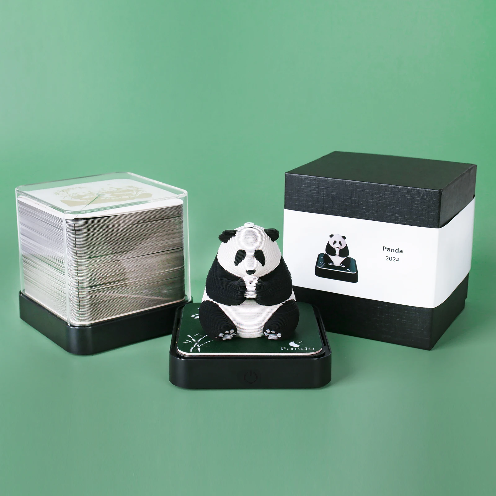 Omoshiroi Block 3D Notepad 2025 Calendar Cute Panda Ornament Led Memo Pad Office Calendars Desktop Decoration Birthday Gift